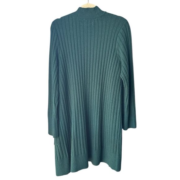 LOFT Ribbed Open Pocket Cardigan Deep Spruce Green Size L - Picture 2 of 4